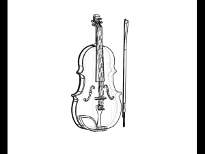 violin and bow 3D Model