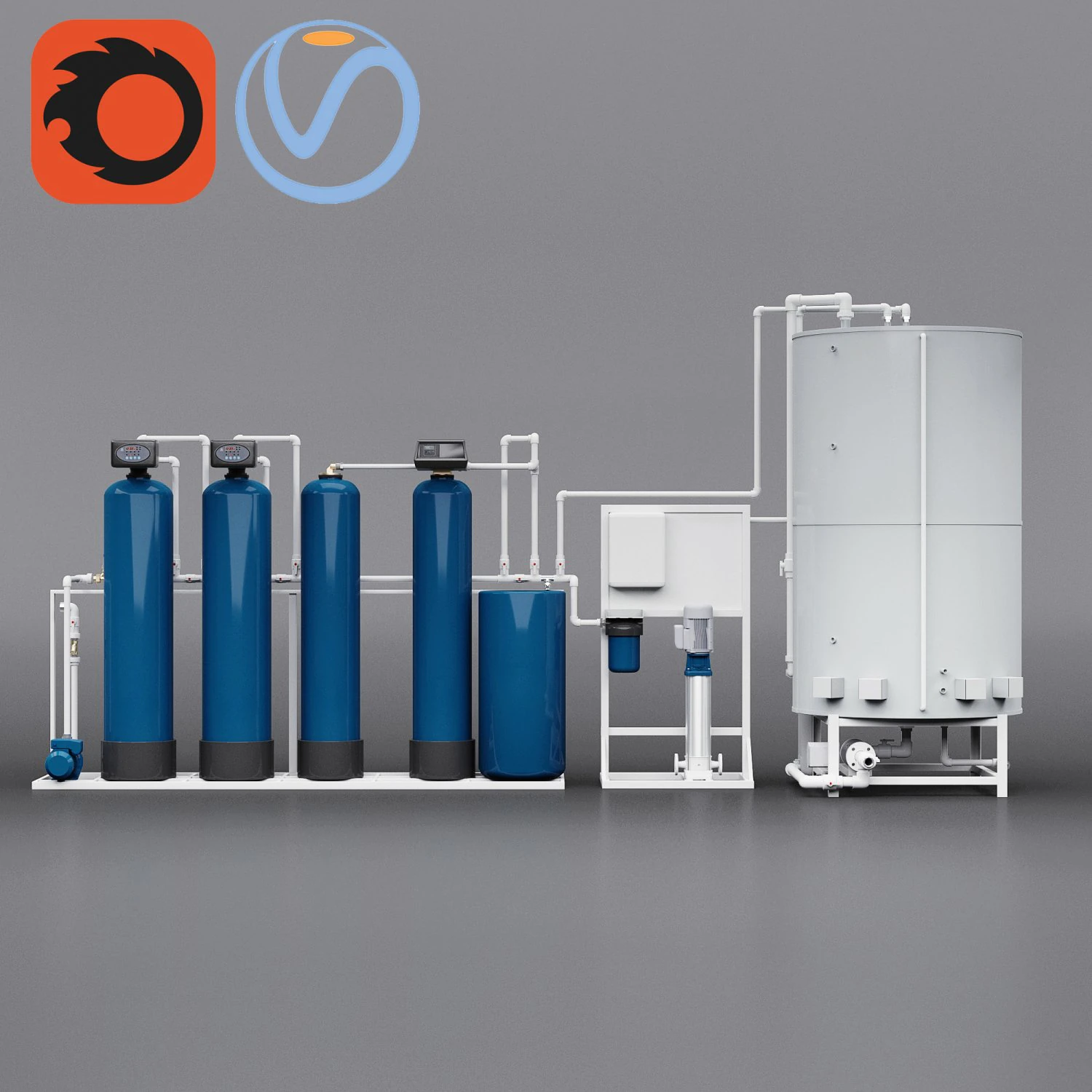 Water treatment system for pouring ice 3D Model .c4d .max .obj .3ds .fbx .stl .blend 