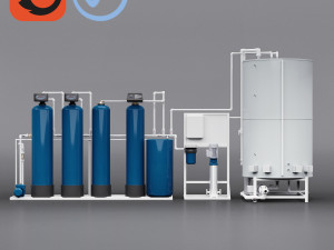 Water treatment system for pouring ice 3D Модель