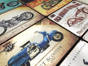 vintage metal sign plates - motorcycles bikes 3D 모델
