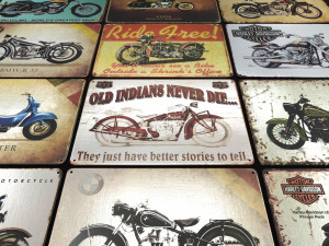 vintage metal sign plates - motorcycles bikes 3D 모델