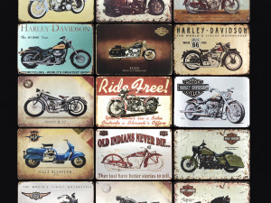vintage metal sign plates - motorcycles bikes 3D Model