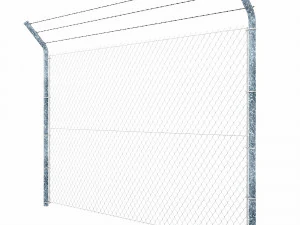wire mesh fence with barbed wire fence 3D Model