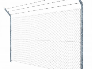 wire mesh fence with barbed wire fence 3D-Modell