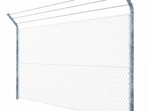 wire mesh fence with barbed wire fence 3D Model