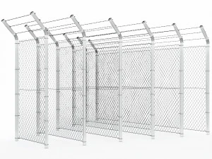 wire mesh fence with barbed wire fence 3D Model