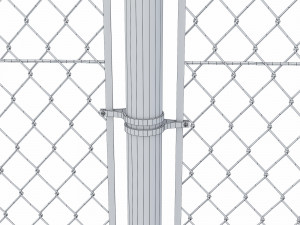 wire mesh fence with barbed wire fence 3D-Modell