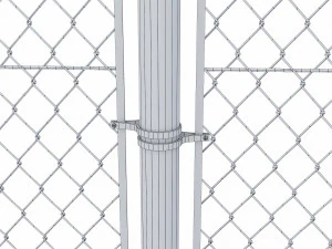wire mesh fence with barbed wire fence 3D Model