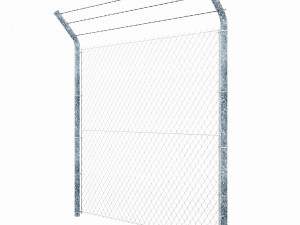 wire mesh fence with barbed wire fence 3D-Modell