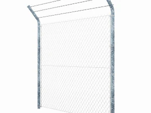 wire mesh fence with barbed wire fence 3D Model