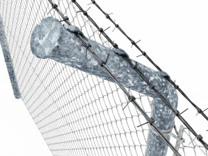 wire mesh fence with barbed wire fence 3D Model