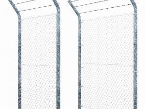 wire mesh fence with barbed wire fence 3D-Modell