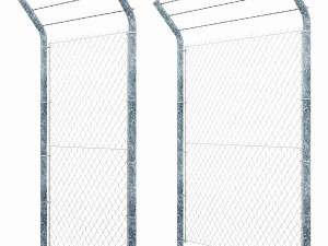 wire mesh fence with barbed wire fence 3D Model
