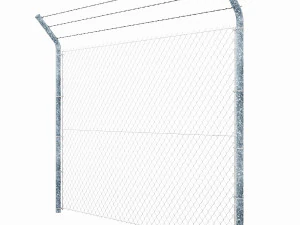 wire mesh fence with barbed wire fence 3D Model