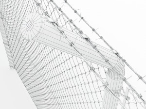 wire mesh fence with barbed wire fence 3D-Modell