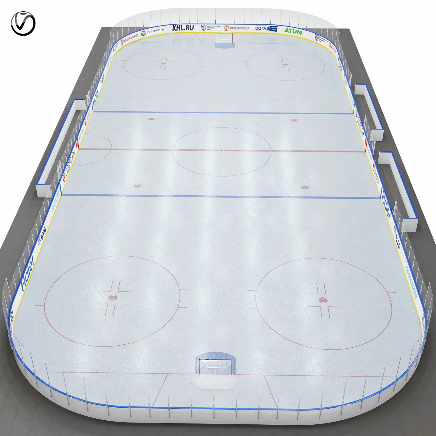 hockey rink 26x60 m 3D Model .c4d .max .obj .3ds .fbx .stl .blend 