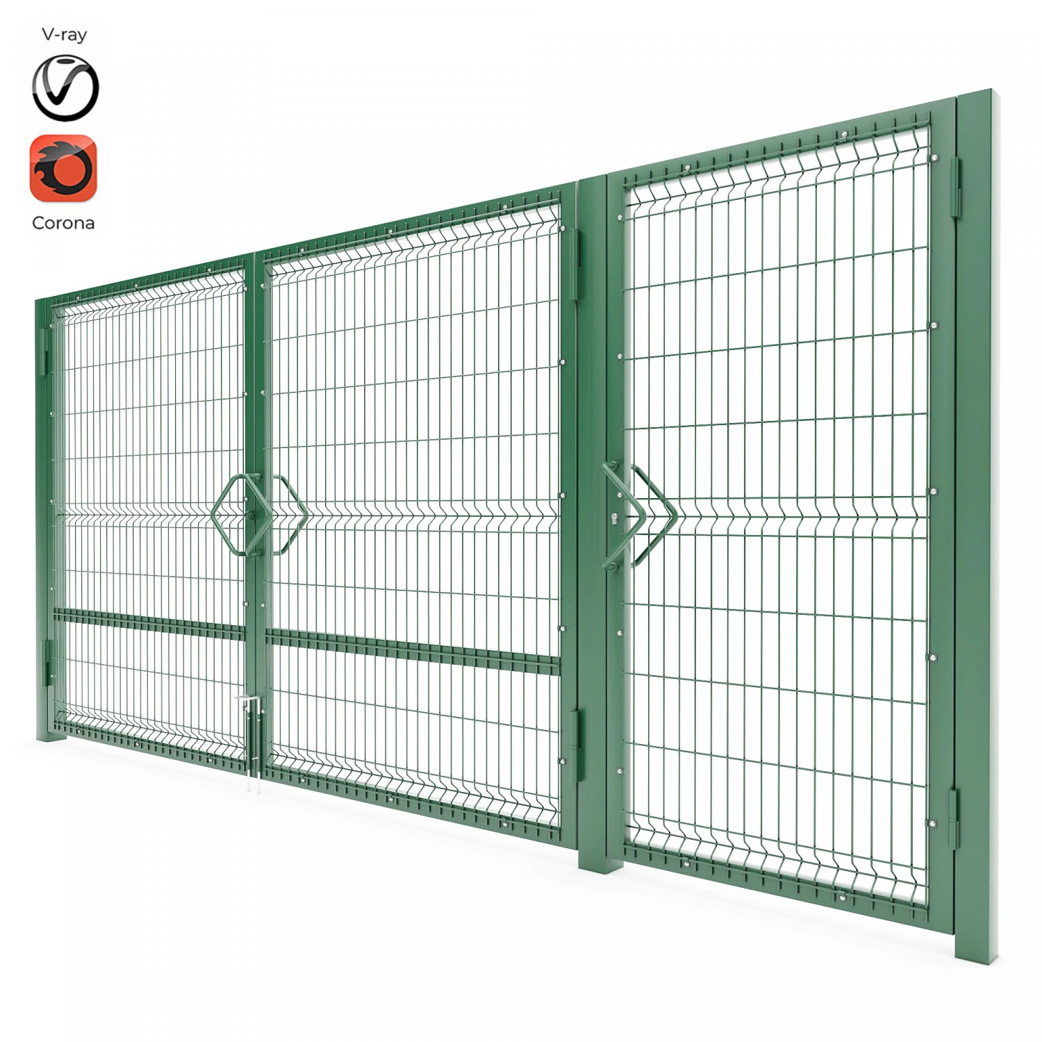 single and double swing gates 3d 3D Model .c4d .max .obj .3ds .fbx .stl .blend