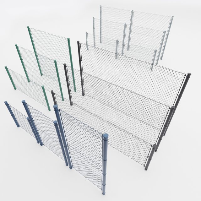metal mesh fence 3D Модель .c4d .max .obj .3ds .fbx .stl .blend 