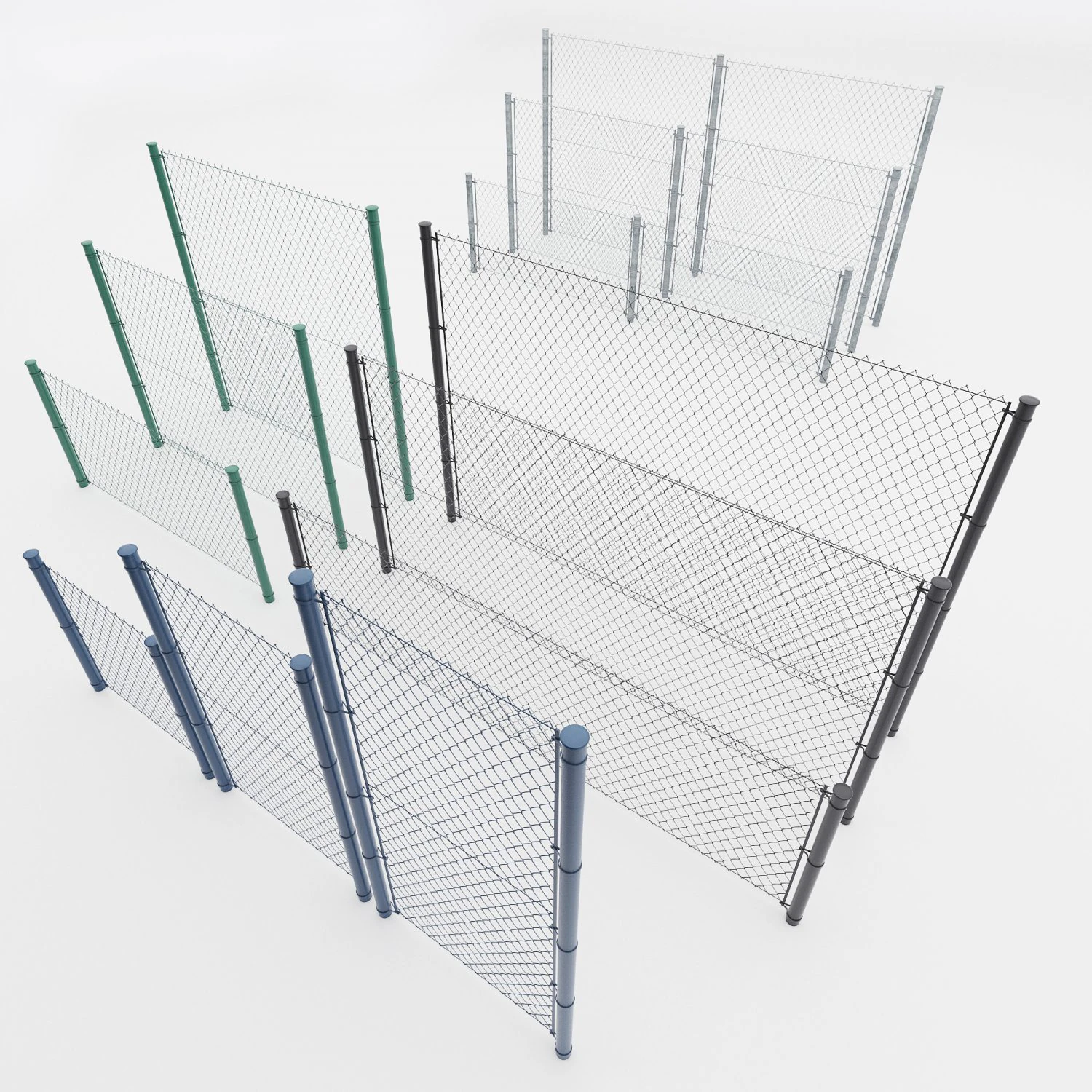 metal mesh fence 3D Model .c4d .max .obj .3ds .fbx .stl .blend 