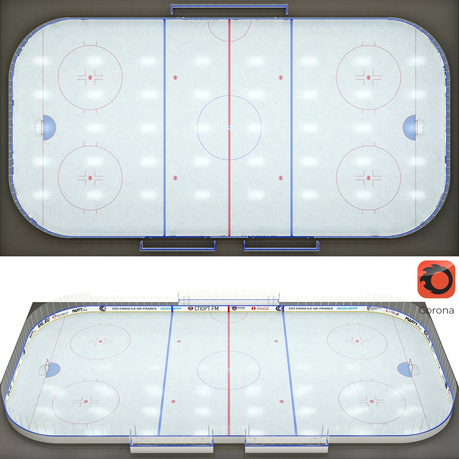 hockey rink 30x60 m with khl markings 3D Model .c4d .max .obj .3ds .fbx .stl .blend 