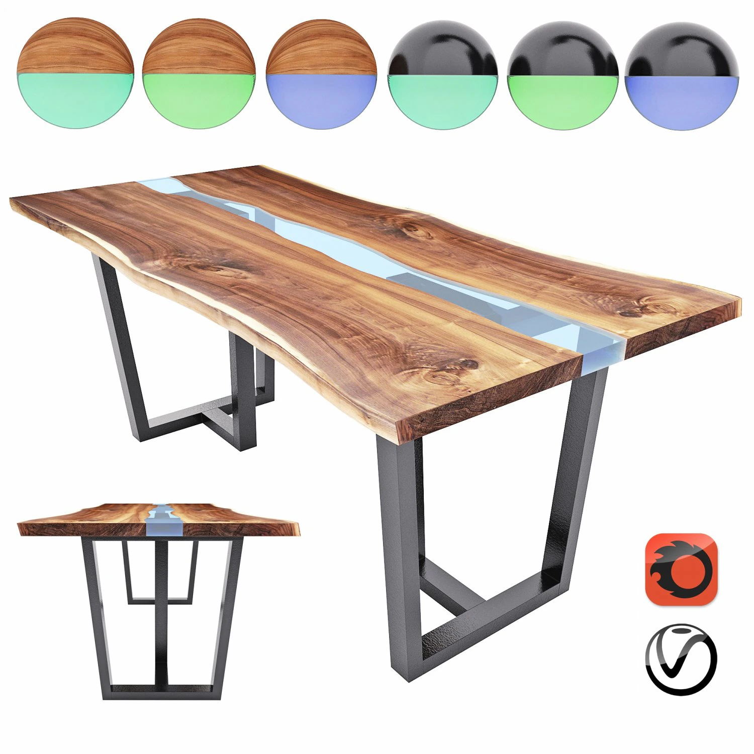 slab table - river 3D Model .c4d .max .obj .3ds .fbx .stl .blend 