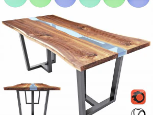 tavolo lastra - fiume Modello 3D