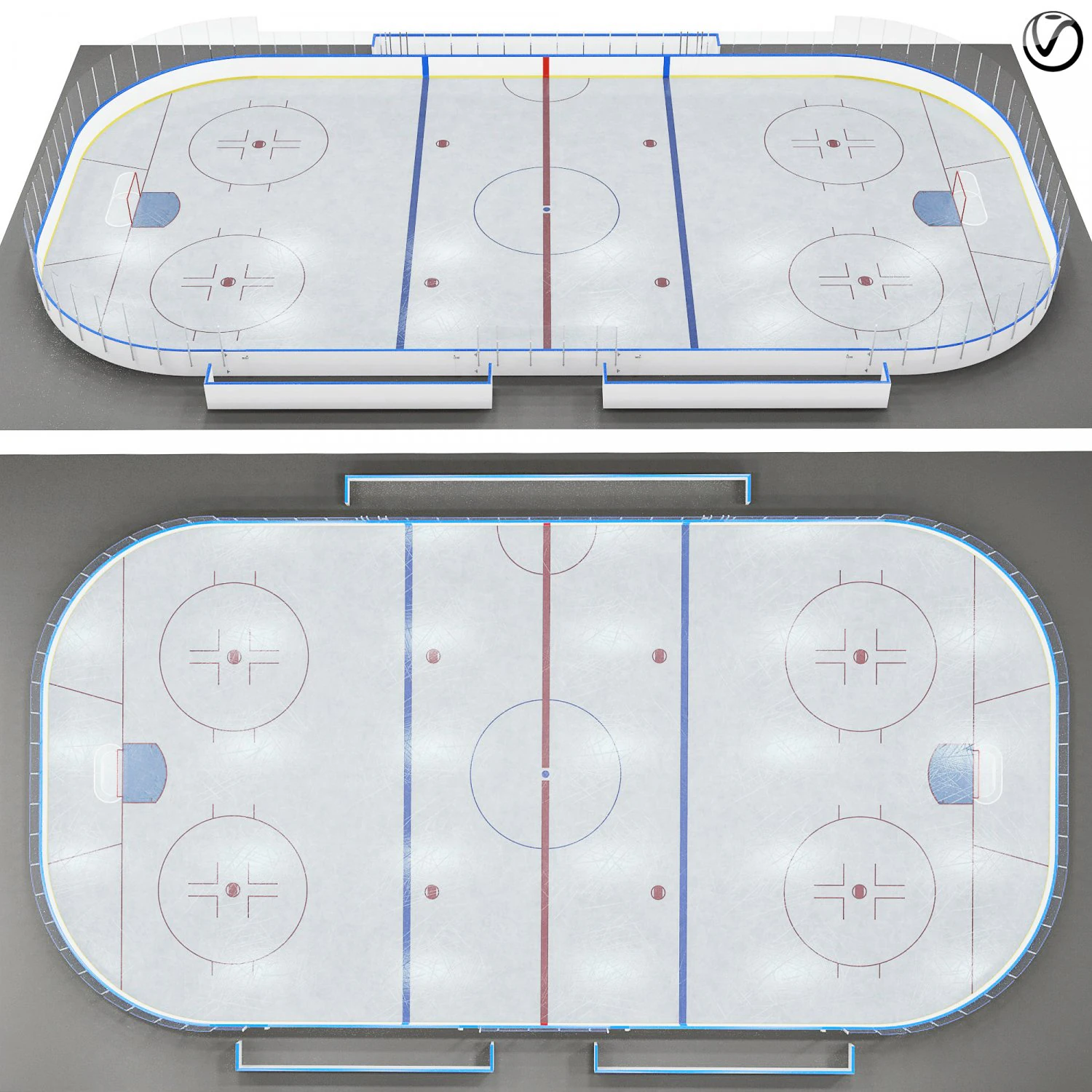 hockey rink 20x40 m 3D Model .c4d .max .obj .3ds .fbx .stl .blend 