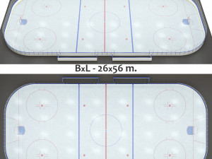 hockey rink 26x56 m with nhl markings 3D Model