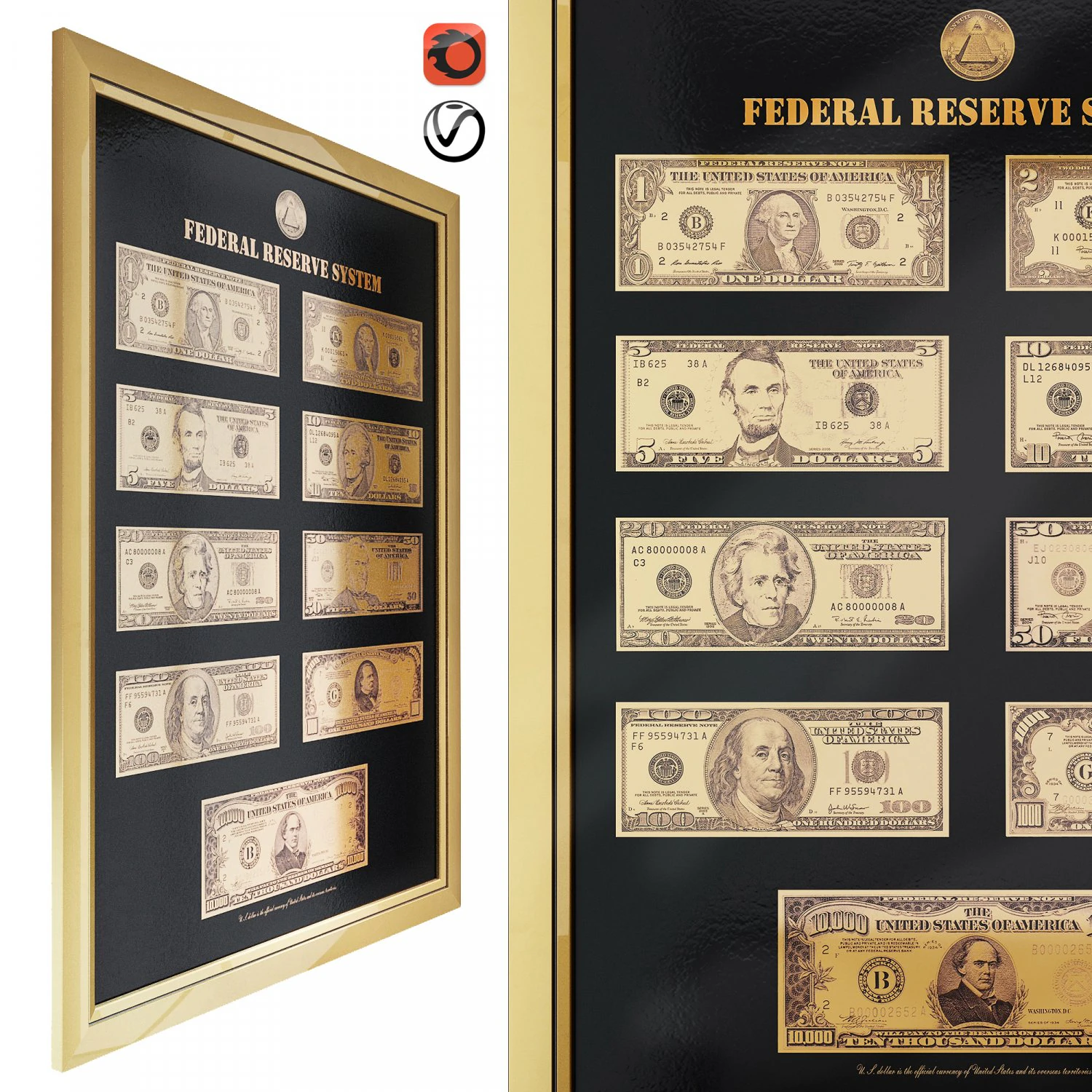 picture - us dollars 3D Model .c4d .max .obj .3ds .fbx .stl .blend