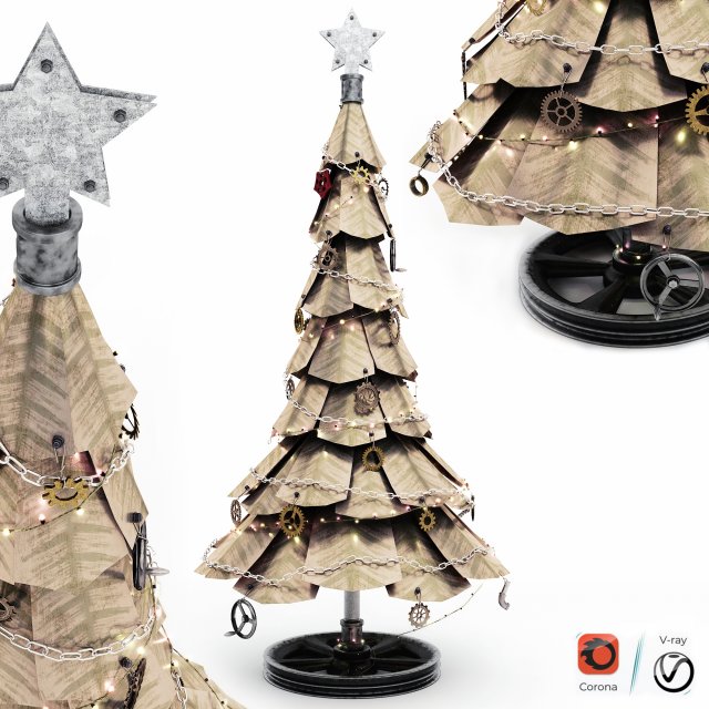 steampunk christmas tree Modèle 3D .c4d .max .obj .3ds .fbx .stl .blend 