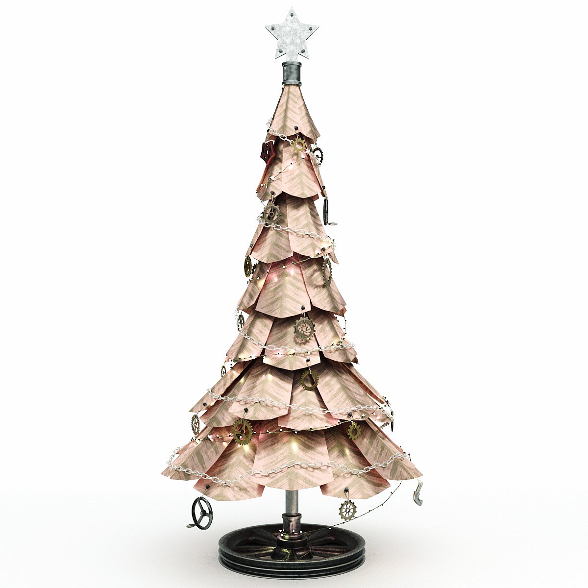 Modern Artficial Wire Decorated Christmas tree 3D model