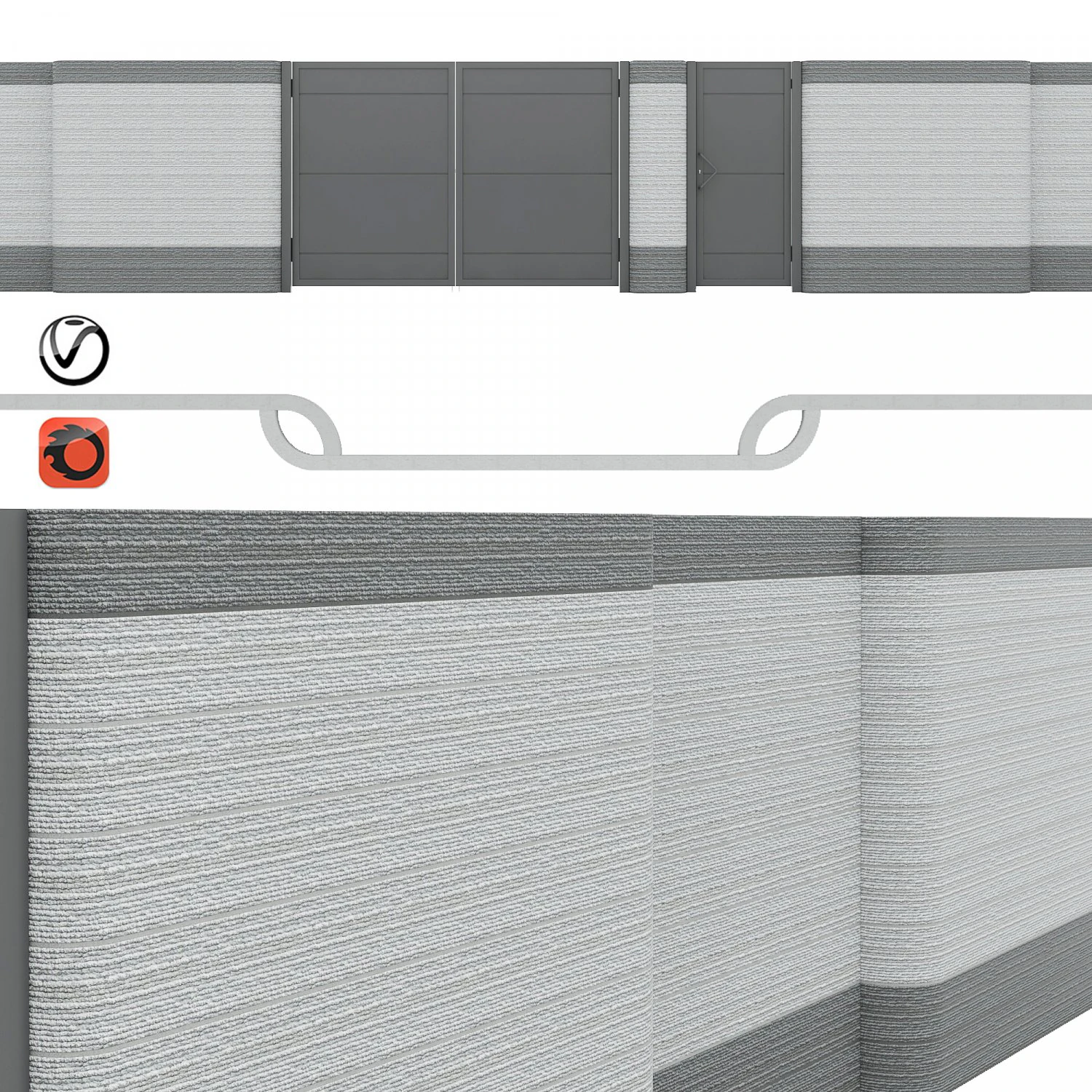 craft fence - chain 3D Model .c4d .max .obj .3ds .fbx .stl .blend 