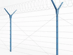 fence with a spiral protective barrier 3D Model