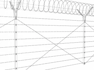 fence with a spiral protective barrier 3D Model