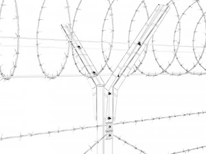 fence with a spiral protective barrier 3D Model