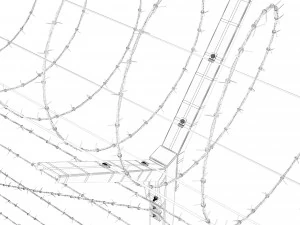 fence with a spiral protective barrier 3D Model