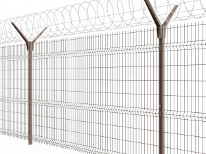 fence with a spiral protective barrier no 2 3D Model