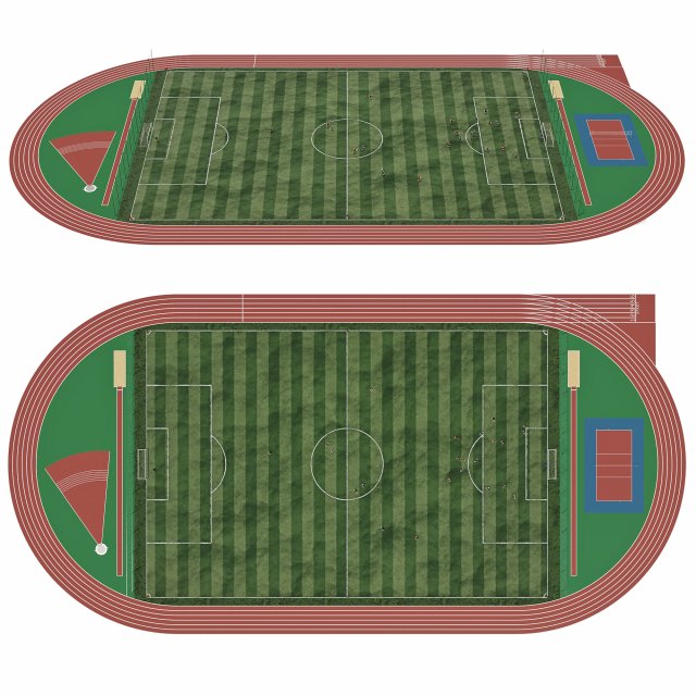 Football field with players 3D-Modell .c4d .max .obj .3ds .fbx .stl .blend 