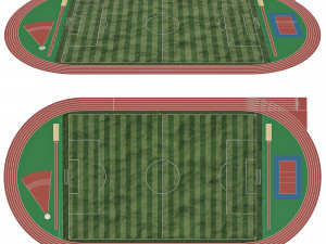Football field with players 3D Model