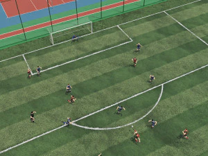 Football field with players 3D Model