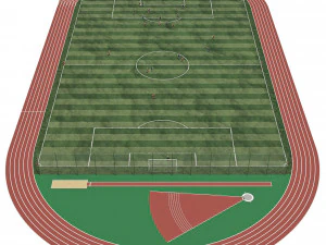 Football field with players 3D Model