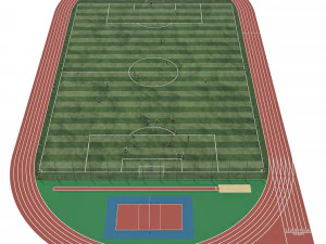 Football field with players 3D Model