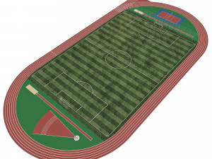Football field with players 3D-Modell
