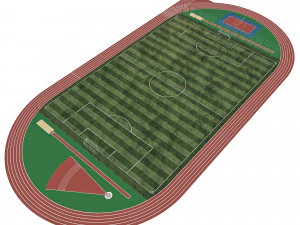 Football field with players 3D Model