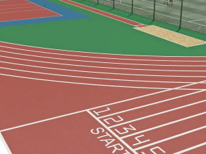 Football field with players 3D Model