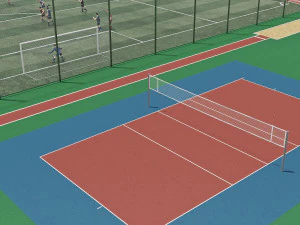Football field with players 3D Model