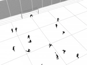 Football field with players 3D Model