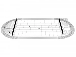 Football field with players 3D Model