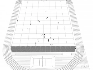 Football field with players 3D Model