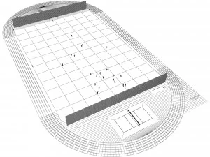Football field with players 3D Model